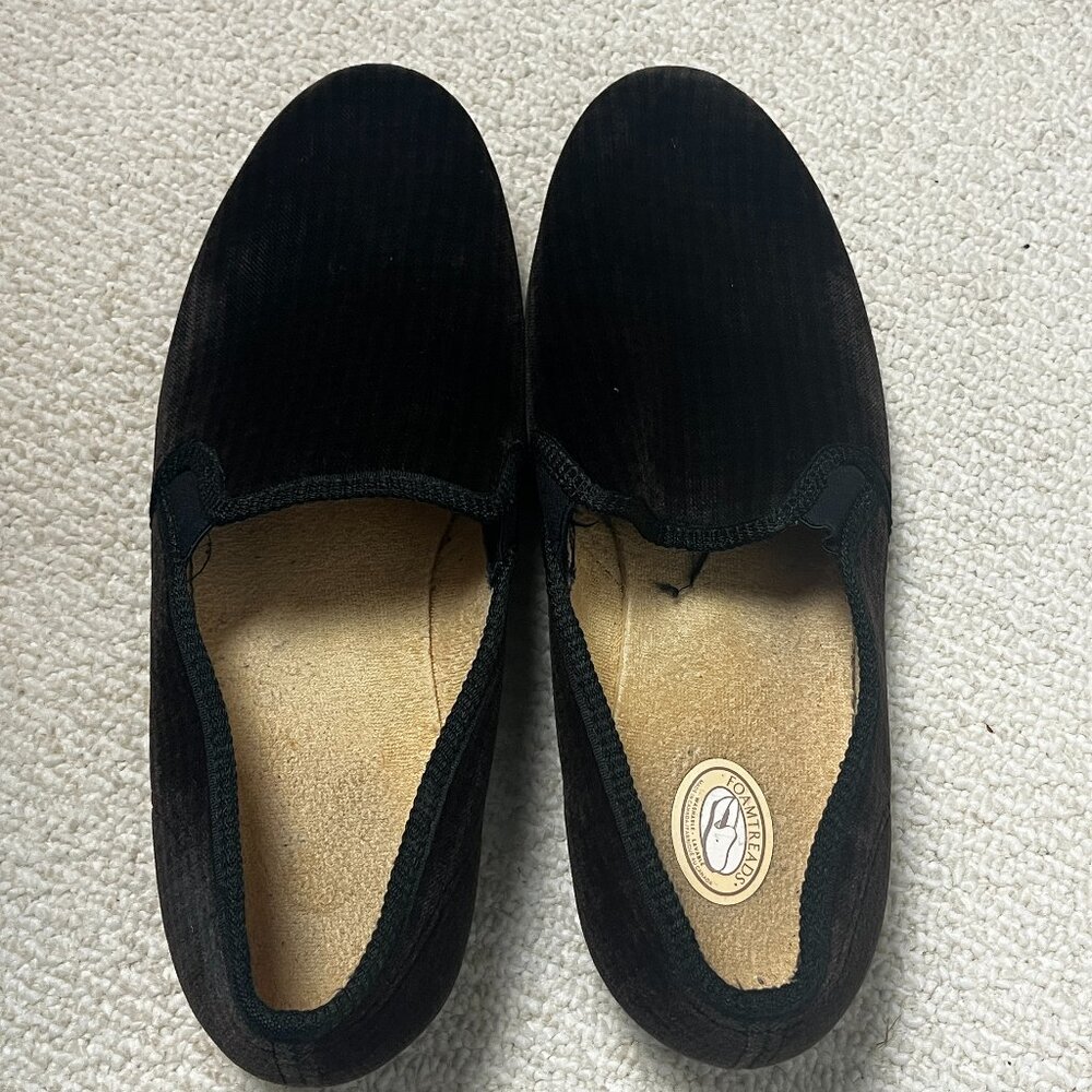 2/$20 Foamtreads Men's Checkered Black Brown Slippers 11